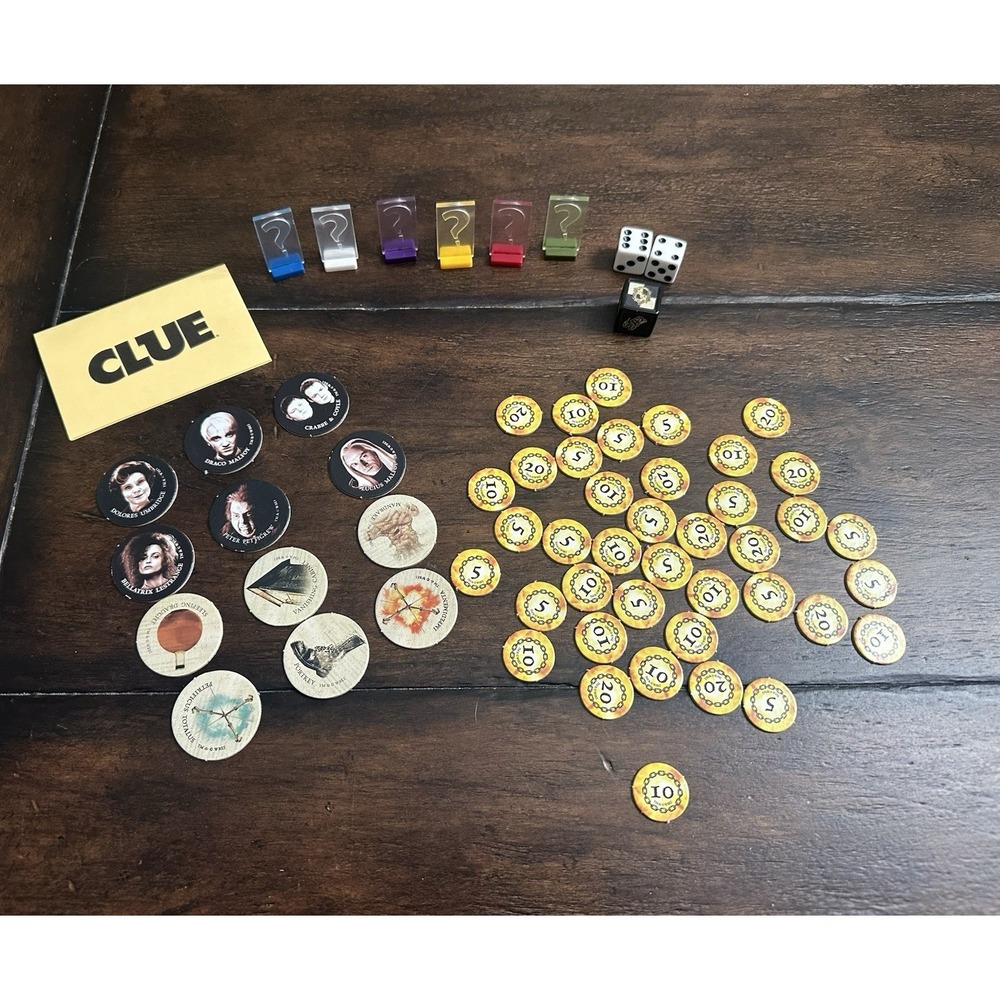 Clue Harry Potter 2016 Game Pieces Tokens Movers Suspect Item Dice Envelope